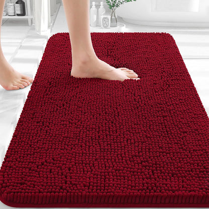 OLANLY Bathroom Rugs - Extra Soft Absorbent Chenille Bath Mats | 36x24, Quick Dry, Machine Washable, Red
