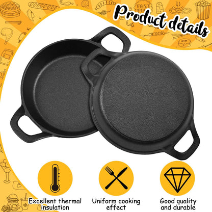 Ziliny Mini Cast Iron Skillets 6.3 x 6.3 x 1.5 Inch Cast Iron Pan Small Ramekin Set Black Casserole Dish Cookware Oven Safe Mini Skillets for Kitchen Indoor Outdoor Picnic (6 Pack)