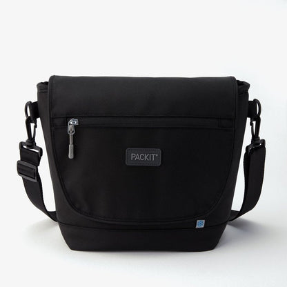 PackIt® Freezable Brooklyn Crossbody, Black, Engineered with EcoFreeze® Technology: Triple Layers for Protection, Ultimate Cooling, Removable Crossbody Strap, For Office Lunches, Fresh Food On the Go