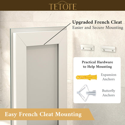 TETOTE 55 x 30 LED Bathroom Mirror with Frontlit and Backlit, Brighter Light up Bathroom Vanity Mirror with Lights, 3-Color Dimmable Lighted Vanity Anti Fog Mirror, Waterproof, Shatterproof