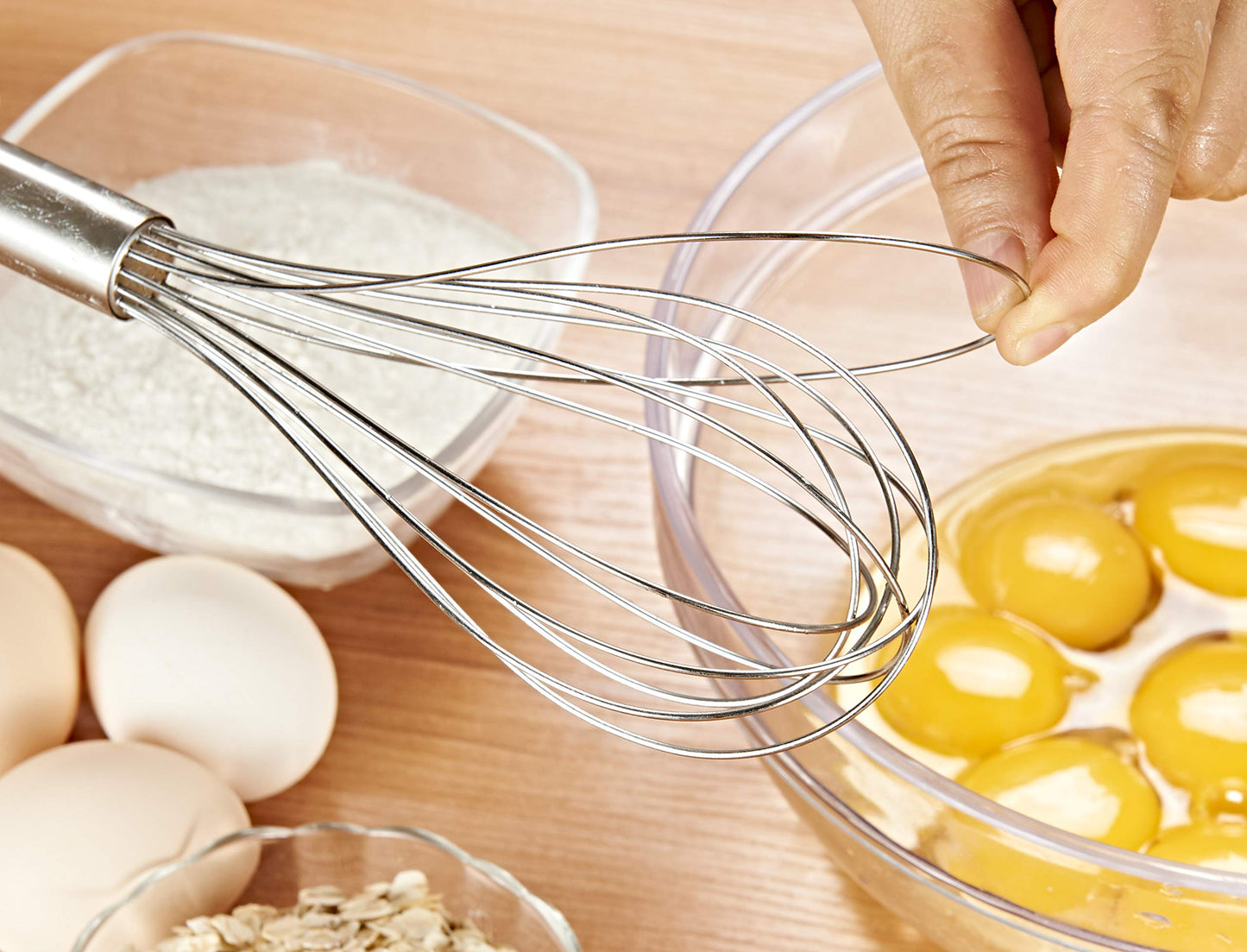 VITASUNHOW Wire Whisks for Household Purposes Pack of 3 Stainless Steel Handheld Egg Whisk 10-Inch