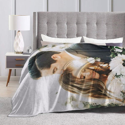 QETXVI 40"x 50" Custom Blanket with Photos Text Customized Blanket Personalized Flannel Throw Blankets for Adult Kid