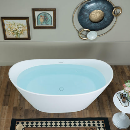 WOODBRIDGE 67 in. x 31.5 in. Stone Resin Luxury Contemporary Solid Surface Freestanding Bathtub in Matte White