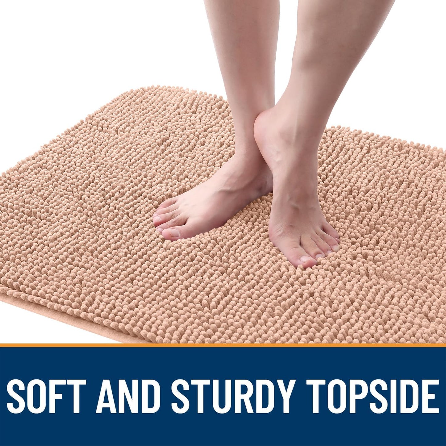 OLANLY Dog Door Mat - Absorbent Non-Slip Washable Doormat for Muddy Paws | 36x24 Peach Chenille Carpet