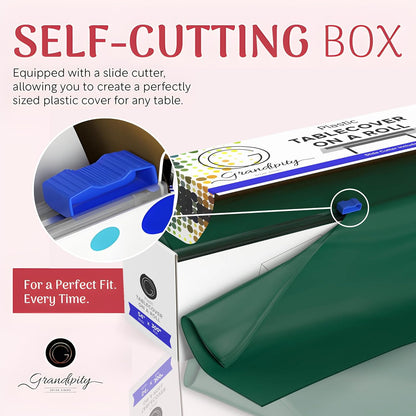 54in 300 Grandipity Plastic Tablecloth Roll - x Ft. Dark Green Plastic Table Cloths for Parties Disposable with Cutter