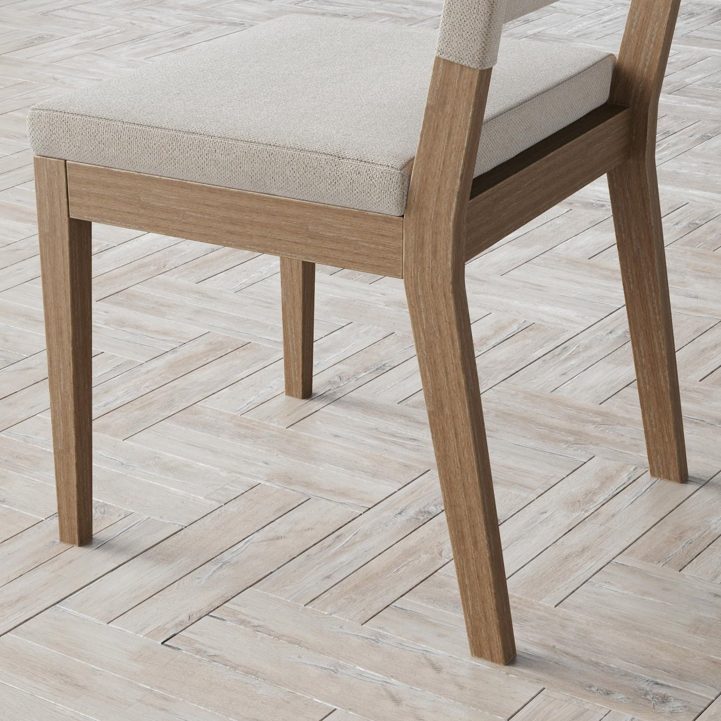 Nathan James Linus Modern Upholstered Dining Chair with Solid Rubberwood Legs in a Wire-Brushed Brown Finish, Natural Flax/Brown, Set of 4