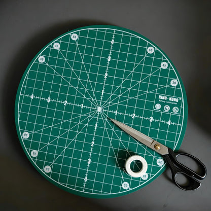 KING-KONG Round Rotary Cutting Mat, Green, 9.8 Inch, Self-Healing, for Crafts, Leather, and Advertising
