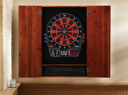 Viper by GLD Products Metropolitan Solid Wood Cabinet & Electronic Dartboard Play-Ready Bundle: Deluxe Set (797 Dartboard and Darts), Cinnamon Finish, One Size