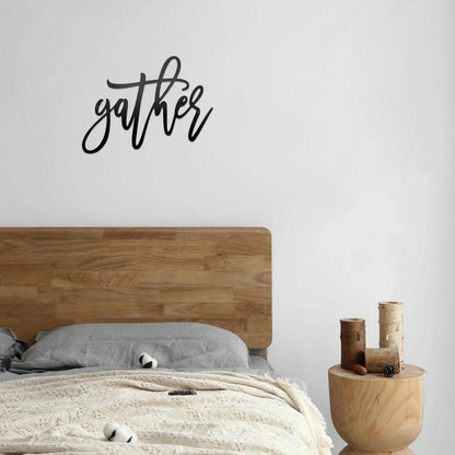 Metal Gather Sign Wall Decor Metal Cut Words Laser Cut Word Farmhouse Decor for Home Living Room, Bedroom, Bathroom and More