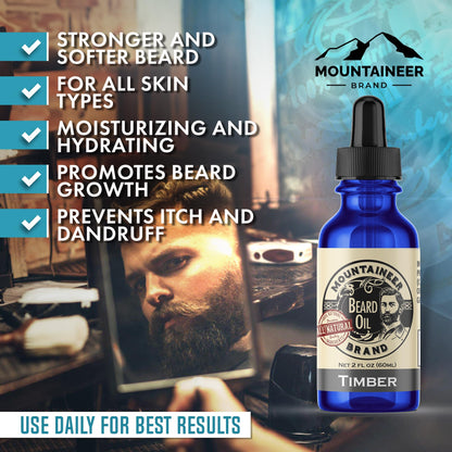Mountaineer Brand Natural Beard Oil with Lime & Sage Scent | Made in West Virgina | Hydrates, Moisturises, Softens & Conditions for Beard Growth | Treats Dry Itchy Beards for Men | 2oz