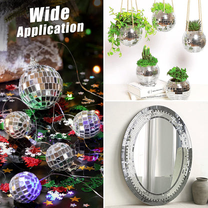 10800pcs Mirror Mosaic Tiles, 5 x 5mm Self-Adhesive Disco Tiles, Square Mirror Disco Tiles, 4D Disco Ball Stickers for DIY Crafts and Party Decorations