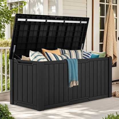 YITAHOME XXL 240 Gallon Large Outdoor Storage Deck Box for Patio Furniture, Outdoor Cushions, Garden Tools and Sports/Pools Equipment, Weather Resistant Resin, Lockable (Black)