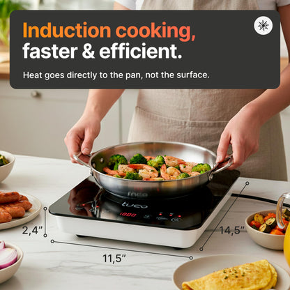 TUCO Portable Induction Cooktop Burner Hot Plate Electric Stove with Shatter-Proof Ceramic Glass, LCD Sensor Touch, ETL Certified, 20 Cooking Modes, 1800 Watts