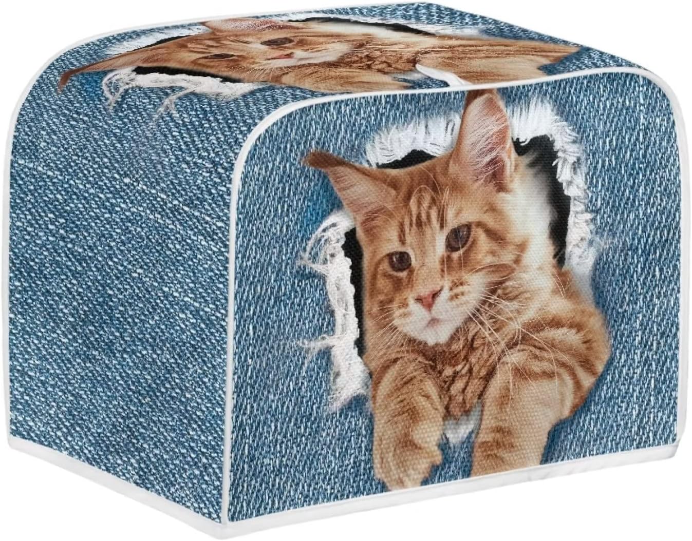 chaqlin Novelty Toaster Oven Cover, 4 Slice Wide Slot Decorative Bread Maker Bag with Cat Design