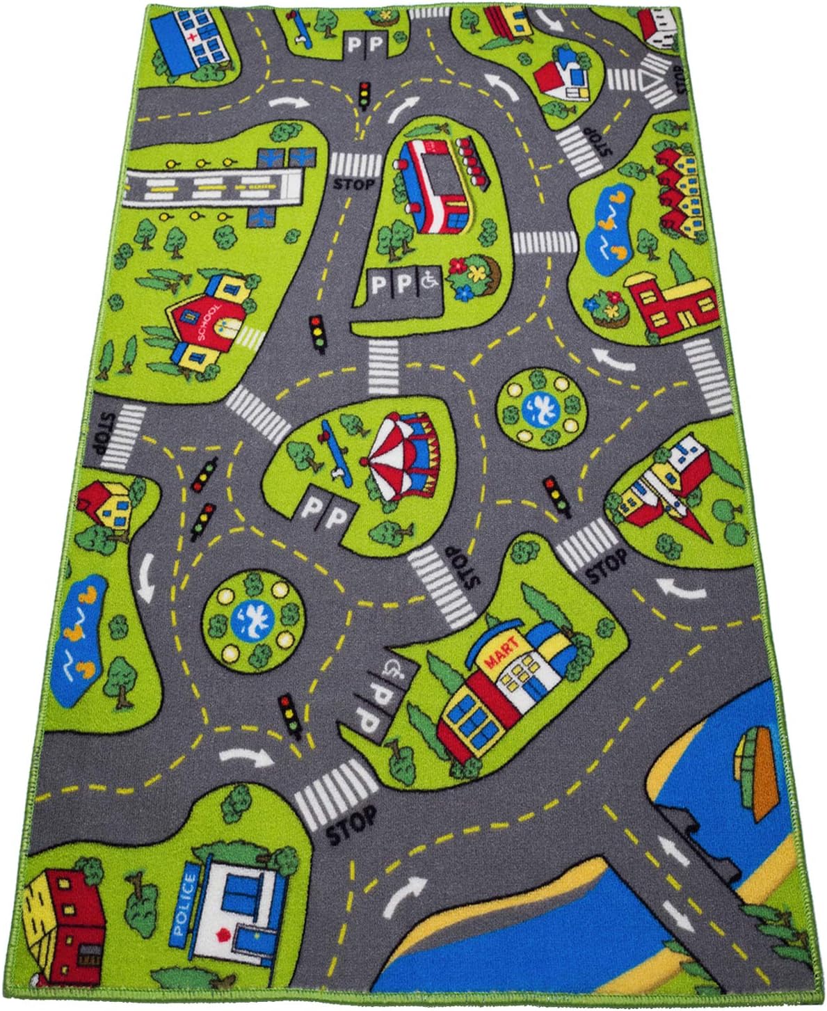 52 32 Large Kids Carpet Playmat Rug x with Non-Slip Backing, City Life Play Mat for Playing with Car Toy, Game Area