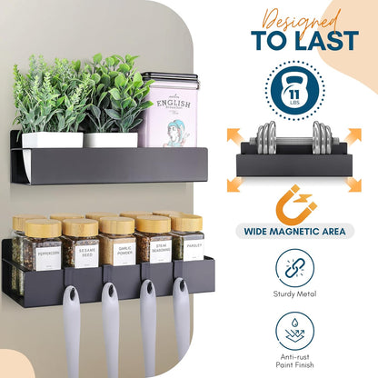 Magnetic Shelf, 2-Pack Magnetic Spice Rack for Refrigerator, Storage for Tiny Home Kitchen