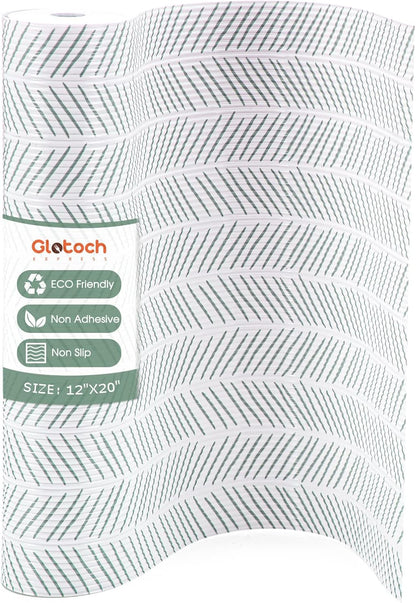 Glotoch Premium Non-Slip Shelf Liner, Waterproof Drawer Liner for Kitchen Cabinets, 12" X240", White and Green