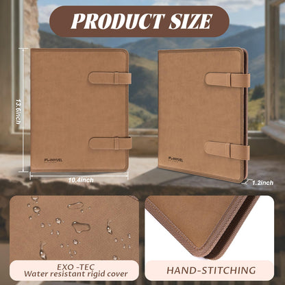 Plinyvel Leather Sketchbook Cover for 9x12 - Travel Portfolio Case with Storage, Holds Large Sketch Book & Spiral Pad | All-in-One Artist Organizer with Pencil Holder (Brown)