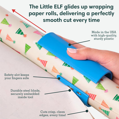 Little ELF Wrapping Paper Cutter (2-Pack), As seen on Shark Tank, Christmas Wrapping Paper Cutter, Made in USA, Holiday Gift Wrap Cutter Tool,