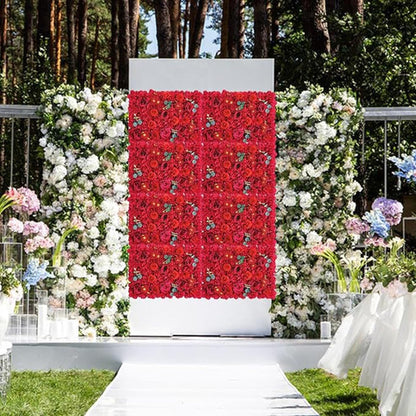 GOUZIBHD 6 Pack Flower Wall Panel Backdrop 24 X 16inch Artificial Flower Wall Mat Silk Rose Floral Panel for Wedding Party Bridal Shower Background Decoration