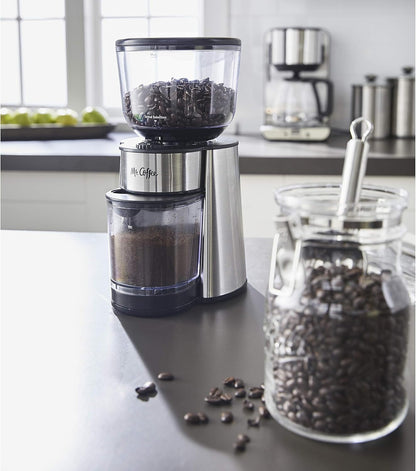 18 Mr. Coffee Automatic Burr Mill Coffee Grinder with Custom Grinders Silver