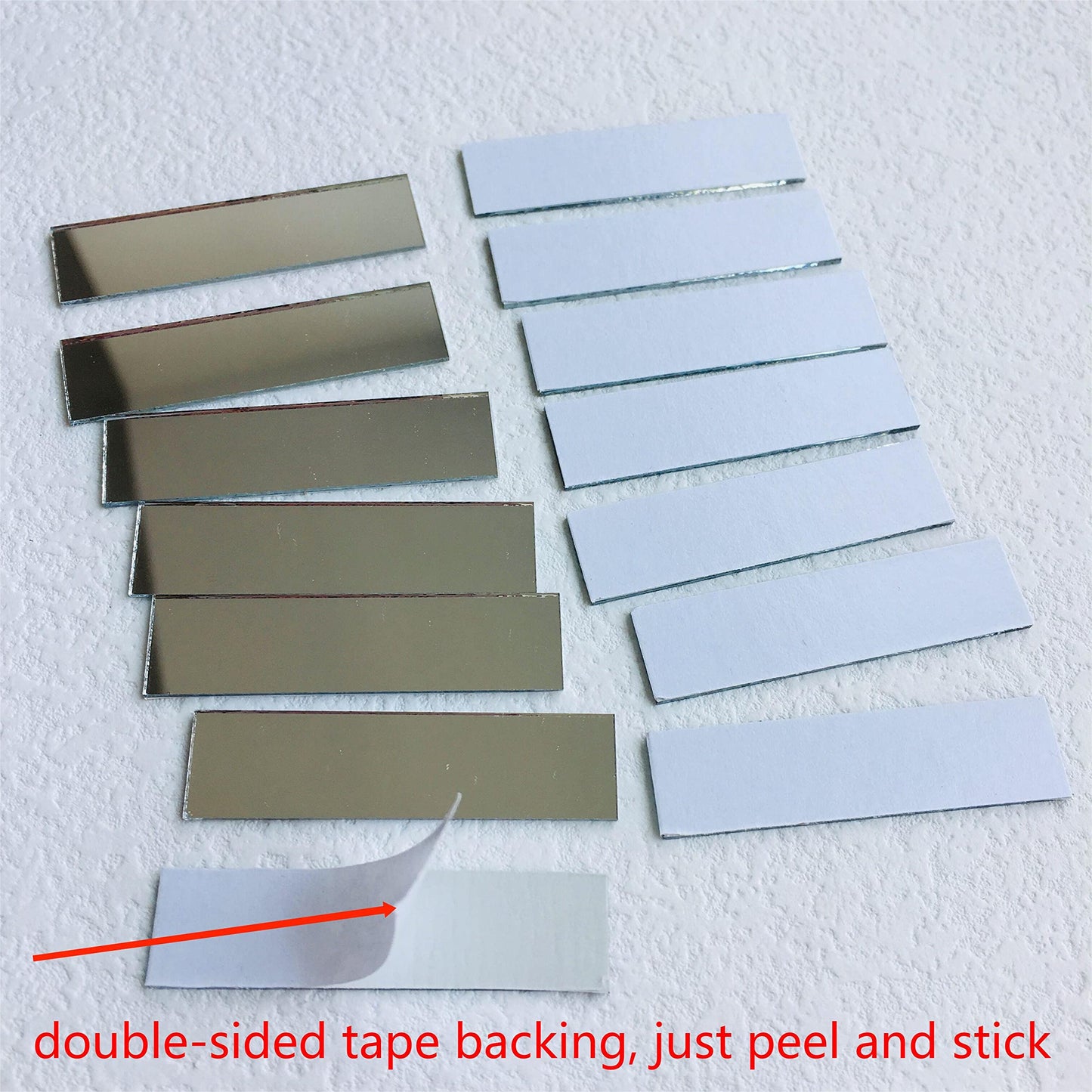 NUO RUI Adhesive Rectangular 1/2" x 2" Mirror Mosaic Tile 100 Pcs