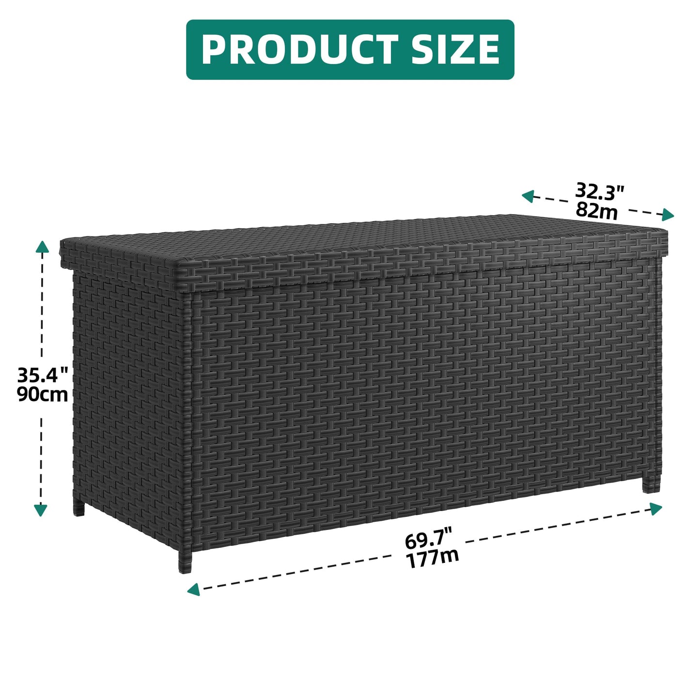 YITAHOME 260 Gallon Wicker Deck Box, XXL All-Weather Outdoor Storage Box, Extra Large Rattan Storage Bin for Patio Furniture, Outdoor Cushions, Pool Storage and Garden Tools (Black)