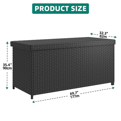 YITAHOME 260 Gallon Wicker Deck Box, XXL All-Weather Outdoor Storage Box, Extra Large Rattan Storage Bin for Patio Furniture, Outdoor Cushions, Pool Storage and Garden Tools (Black)