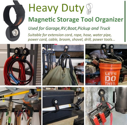 ULIBERMAGNET Strong Magnetic Storage Straps - Heavy Duty Organizer for Garage & Workshop | 2 Pack