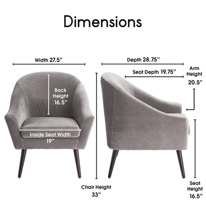 Elle Decor CHR10017A Elle Décor Laurel Accent Chair, Gray