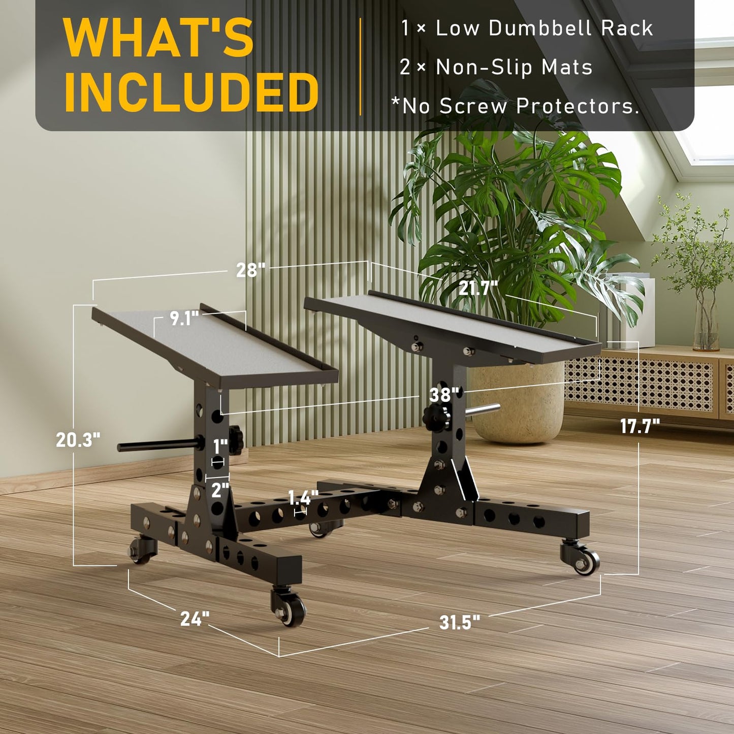 Eisenlink Adjustable Dumbbell Rack & Weight Rack, Holds 440 lbs, Space Saving Design for Home Gym Organization (Low Rack)