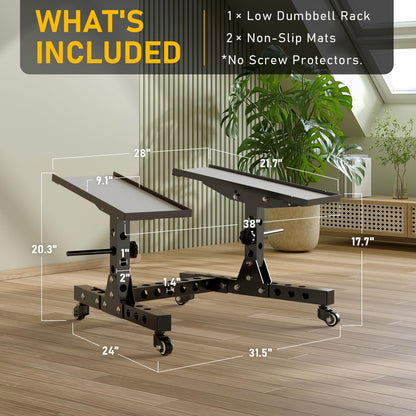 Eisenlink Adjustable Dumbbell Rack & Weight Rack, Holds 440 lbs, Space Saving Design for Home Gym Organization (Low Rack)