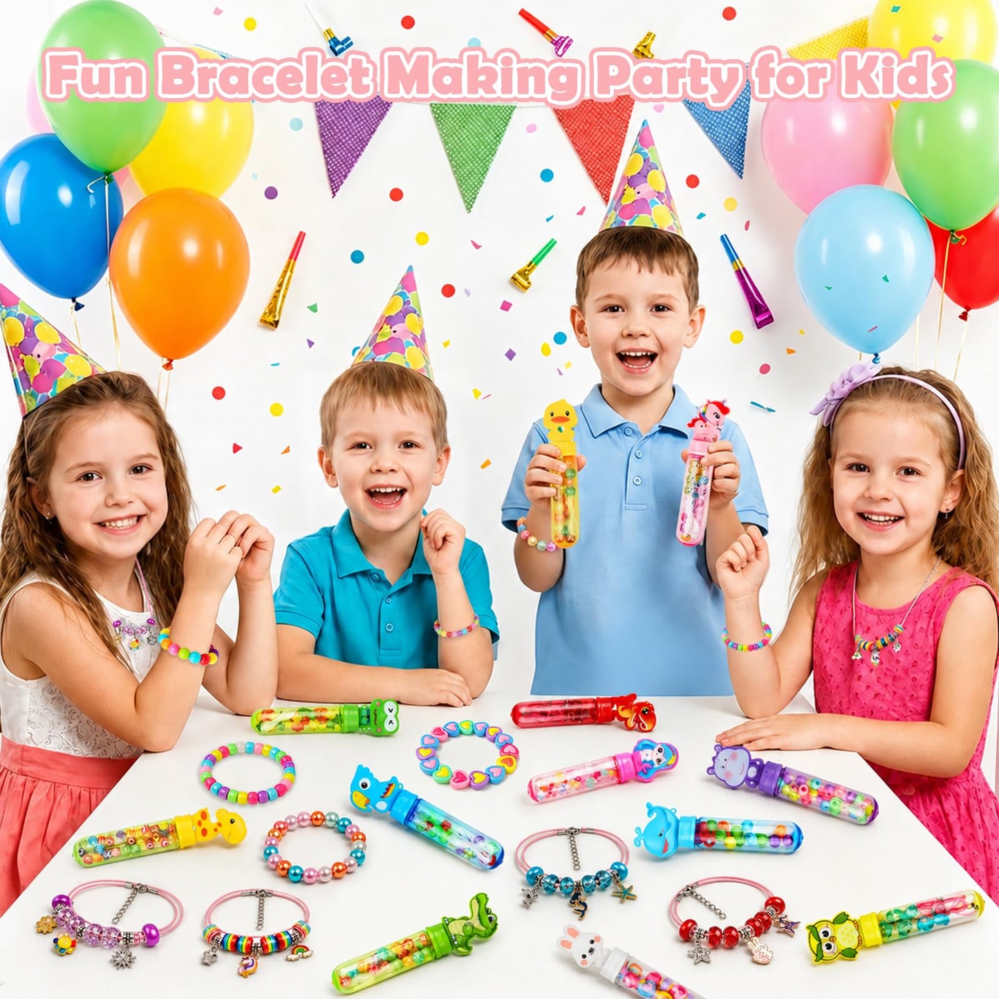 DUPHLAGT Bracelet Making Kit for Kids - 24 Pack Charm Bracelet Kit Jewelry Making Supplies for Girls Art Crafts Classroom Prizes Birthday Gift Party Favors Age 4-6 4-8 8-12