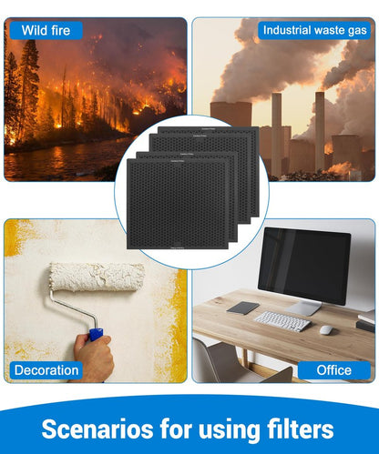 4 Pack-Facecool Air Scrubber Active Carbon Filter Compatible with Dri-Eaz, Mounto, BlueDri, and VEVOR Air Purifier, Part HEPA500 & BD-AS-550 & F301H, 16'' x 16'' x 1''