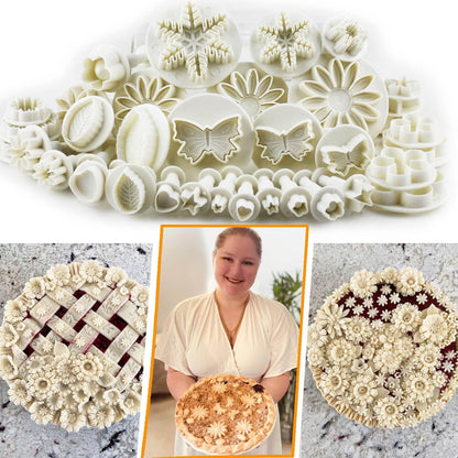36-piece Flower Fondant Cutters Gum Paste Cookie Stamp Cake Decorating Tool Set - Daisy Leaf Butterfly Heart Plunger Cutter Seal DIY Handmade Clay Embosser Mini Mold Maker