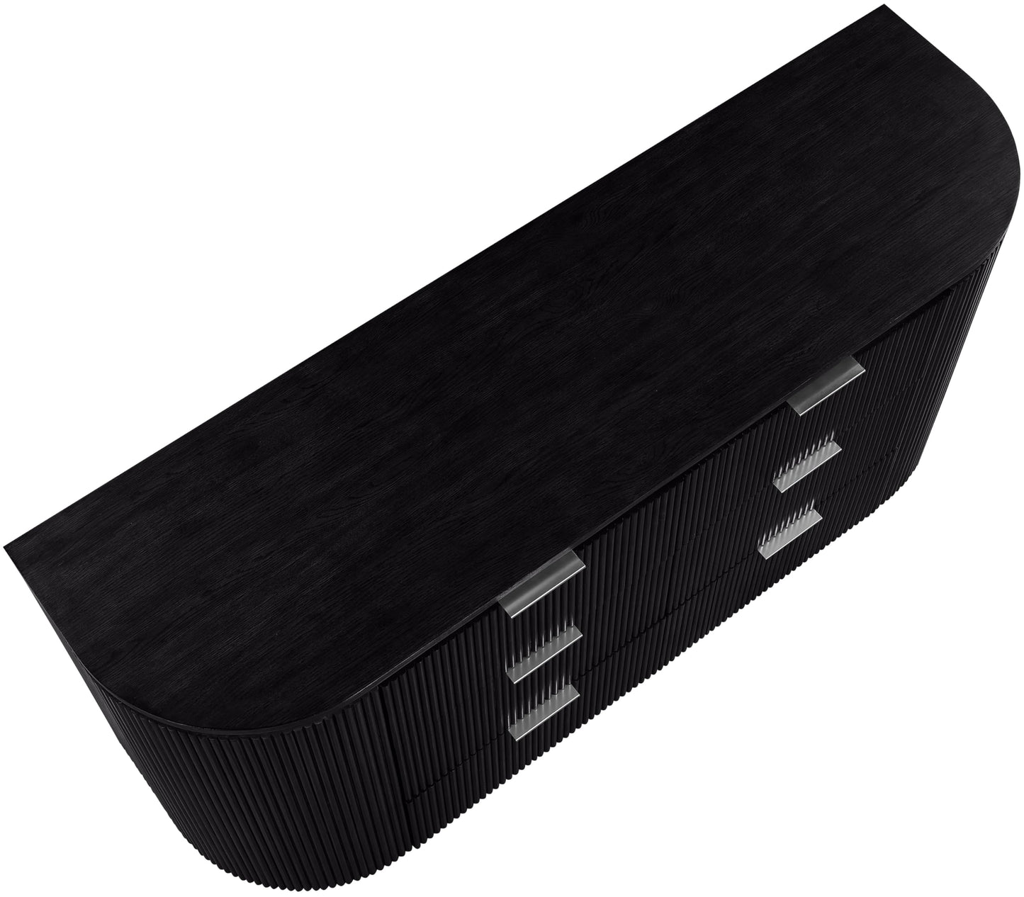 Meridian Furniture 818Black-D Astrid Collection Modern | Contemporary Dresser with Rich Black Finish, Mix of Solid Wood, MDF and Oak Veneer, Fluted Wood, 70" W x 20" D x 33" H, Black