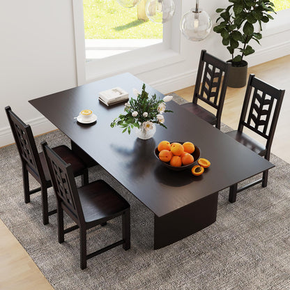 NAFORT Solid Wood Dining Chairs Set of 6, Brown Kitchen Table Chair with Max Load of 430 Lbs, High Chevron Back Dining Room Chairs for Dining Table in Kitchen and Dining, Home Office, Restaurant