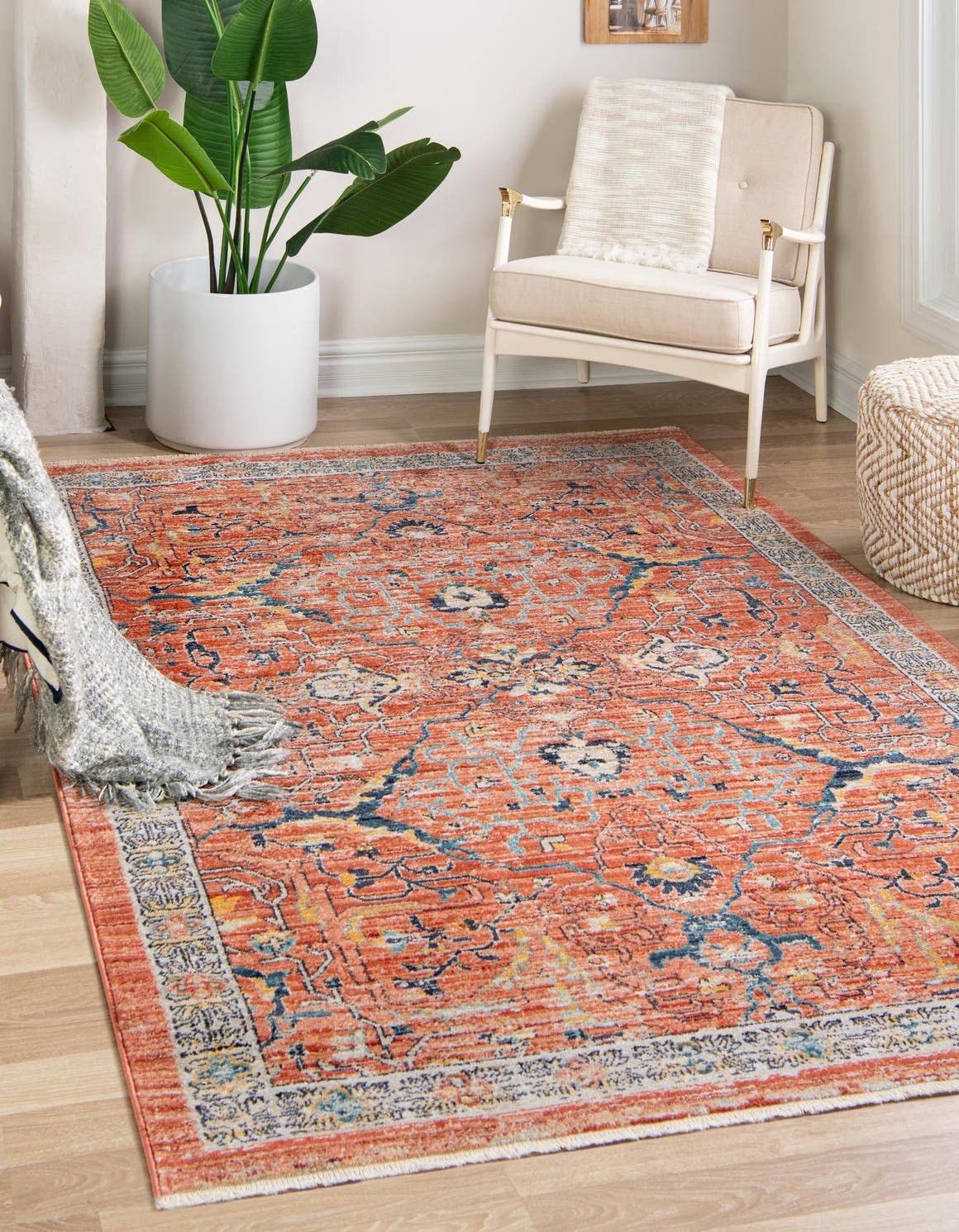 Unique Loom Lola Collection Area Rug - Vivacious (10' x 12' 4" Rectangle, Brick Red/Blue)