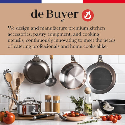 de Buyer GOMA Universal Whisk - 8” for Whisking Eggs, Sauces & Emulsions - Ergonomic, No-Slip Grip, Dishwasher Safe
