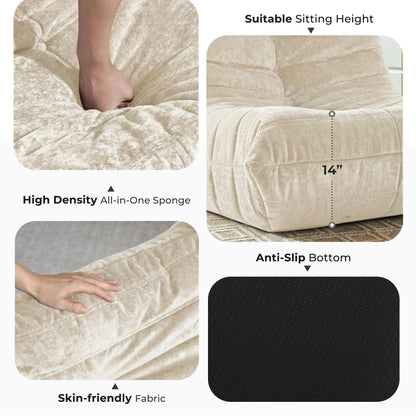 HABUTWAY Bean Bag Chair, Giant Bean Bag Chairs for Adults, 3 Seater Fireside Chair, Lazy Large Floor Bean Bag Sofa for Living Room, Bedroom, Dorm, Office (Beige)