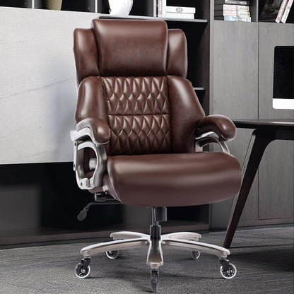 Big and Tall 400lbs Office Chair - Adjustable Lumbar Support Quiet Rubber Wheels Heavy Duty Metal Base, High Back Large Executive Computer Desk, Thick Padded Ergonomic Design for Back Pain