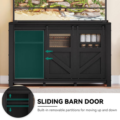 YITAHOME 120 Gallon Reptile Tank Stand with Power Outlets, Heavy Duty Large Reptile Tank Stand with Barn Door, Reptile Tank Turtle Terrariums Table for Accessories Storage,1100LBS Capacity