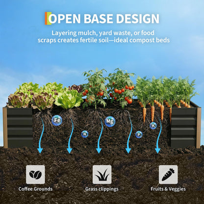 IDEALHOUSE 94 x 39 x 16 in Aluminum Raised Garden Bed, Open Bottom Planter Box Kit, Rounded Safety Corners, Protective Edge Trim, Gray