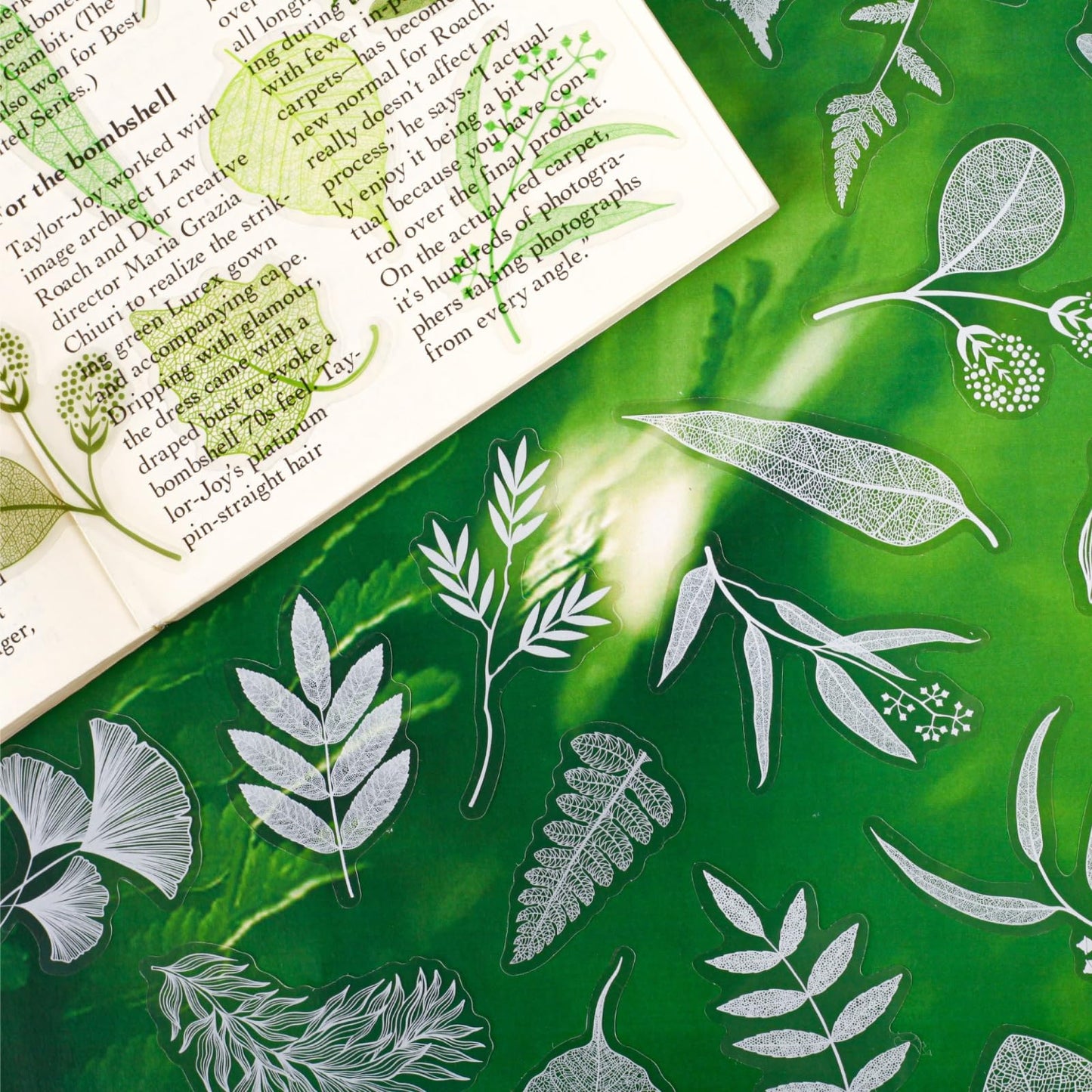 120 Pcs Realistic Skeleton Leaf Stickers, 6 Packs Aesthetic Leaf Vein PET Decals for Scrapbooking, Transparent Botanical Ephemera for Junk Journaling, Resin Art & DIY Crafts