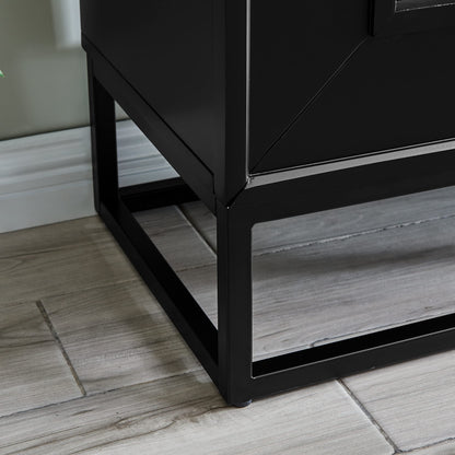 SEI Furniture - Holly & Martin Frescan Contemporary Touch Screen Electric Fireplace - Modern Design, Black Glass and Wood - Ideal for Living Room, Bedroom (FR1063059)