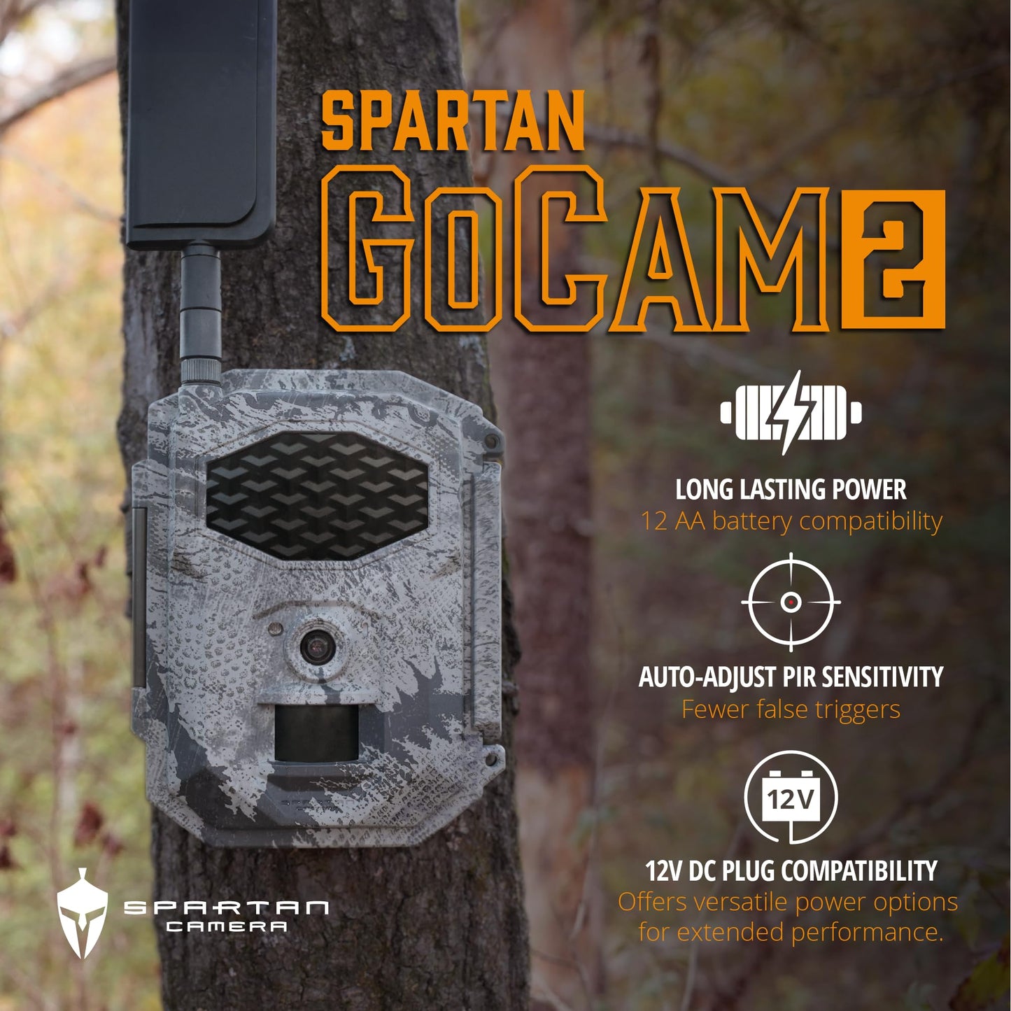 Spartan Camera GoCam2 Cellular-2 Pack, APP Control Trail Camera, 4G LTE, 1080P Video, FHD Photos, No Glow, Night Vision, Motion Activated, IP65 Water Resistant (Spartan Areus, AT&T)