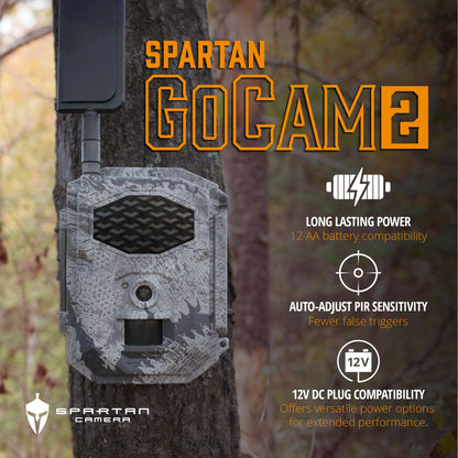 Spartan Camera GoCam2 Cellular-2 Pack, APP Control Trail Camera, 4G LTE, 1080P Video, FHD Photos, No Glow, Night Vision, Motion Activated, IP65 Water Resistant (Spartan Areus, AT&T)