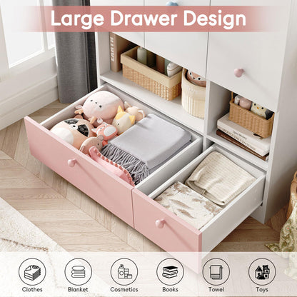 White Armoire Wardrobe Closet with Hanging Rod - Freestanding 3-Door Wooden Wardrobe Cabinet Closet for Bedroom & Dorm, Bedroom Armoires, Features Adjustable Shelves and Drawers for Toys & Clothes