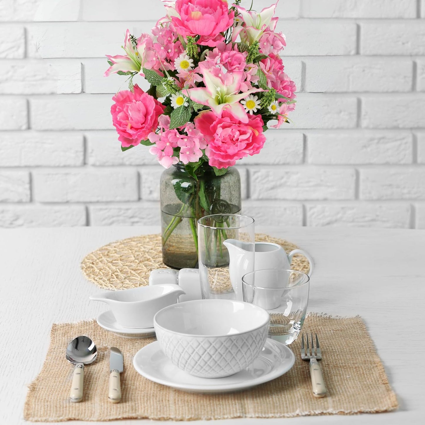 Admired By Nature Spring Bush Artificial Hydrangea Flowers - Pink-Lily