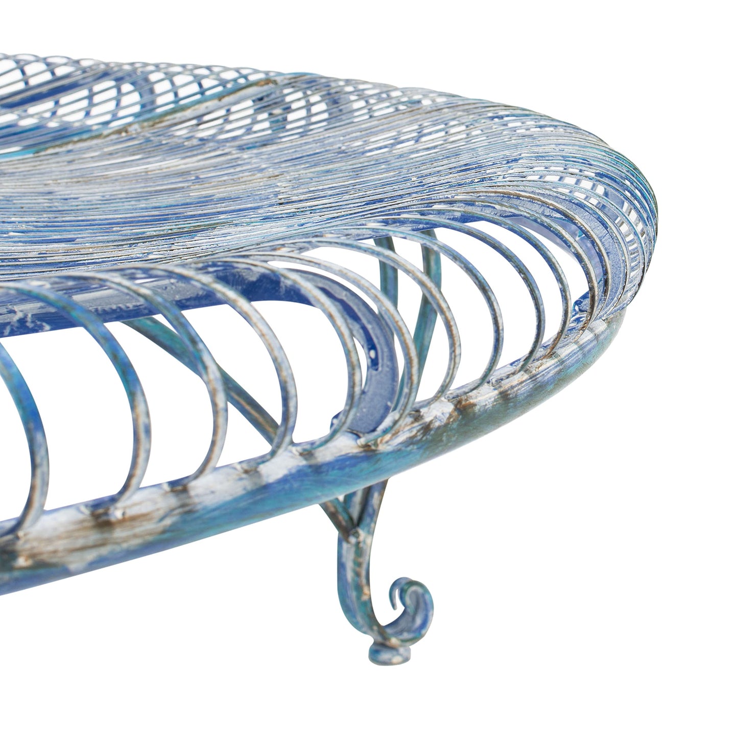 SAFAVIEH Outdoor - Ally Iron Tree Bench - Mossy Blue Iron Metal - Curved Scrollwork Garden Design - Ideal for Patio, Deck, Porch, Garden, 17.5" Seat Height (PAT5019C)